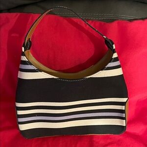 Elegant Black and Cream Striped Shoulder Bag